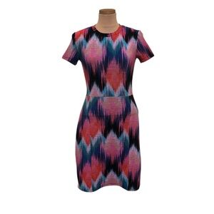 Designual Dress Size Small Pink Blue Colorful Zigzag Pattern